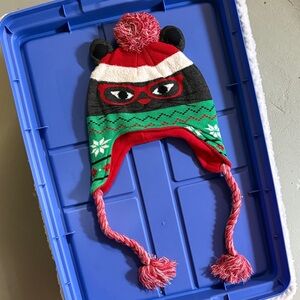 Festive Cat Knit Hat with Pom Poms (Bundle of Six Hats) Never Worn